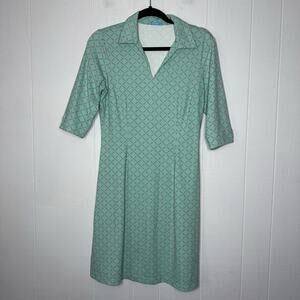 J. McLaughlin Women’s Catalina Cloth Sheath Dress Diamond Print Teal Mint S